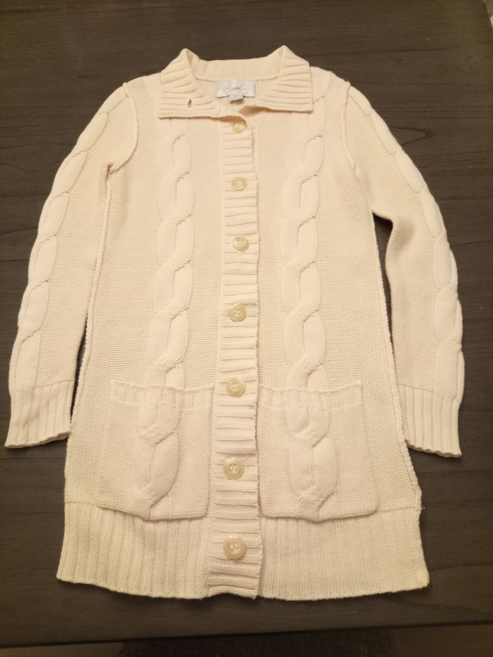 Brochu Walker Cream Cable-Knit Button Cardigan